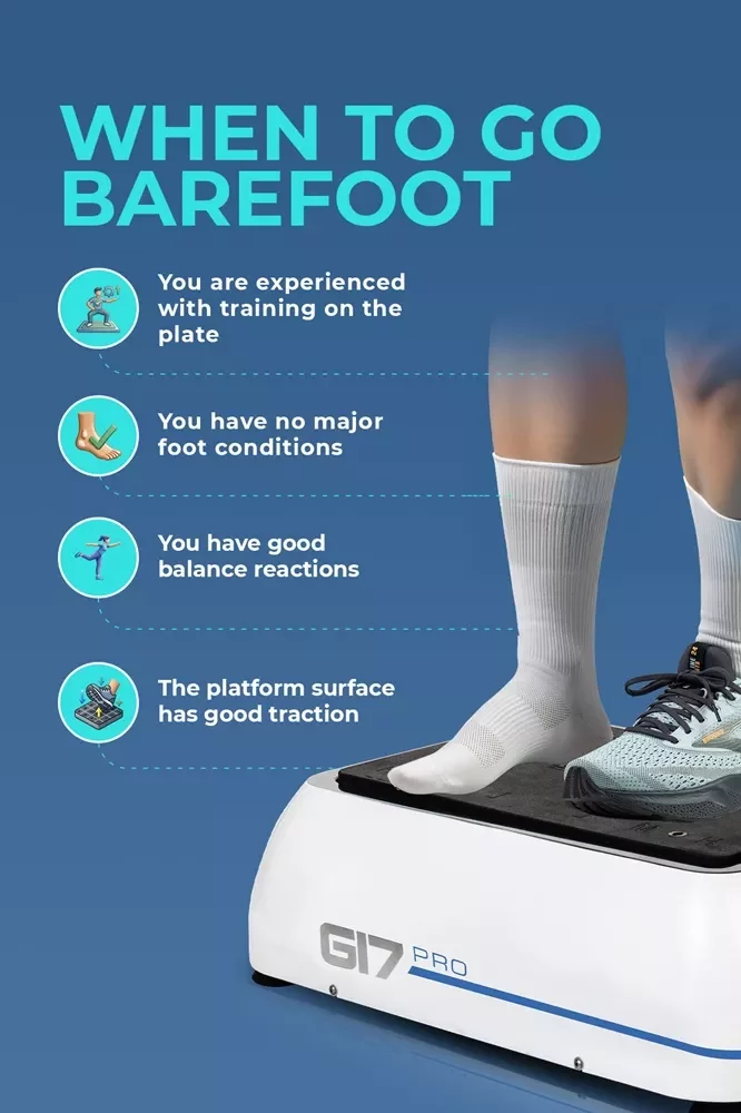 checklist for barefoot vibration plate use Checklist for training barefoot on a vibration plate, including experience level, foot health, balance reactions, and platform traction.