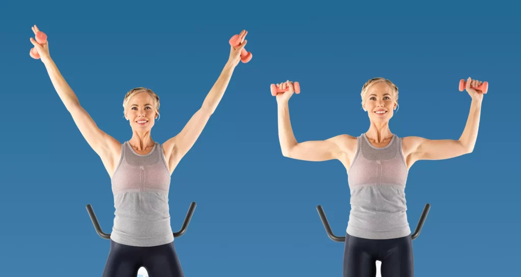 overhead presses with dumbbells