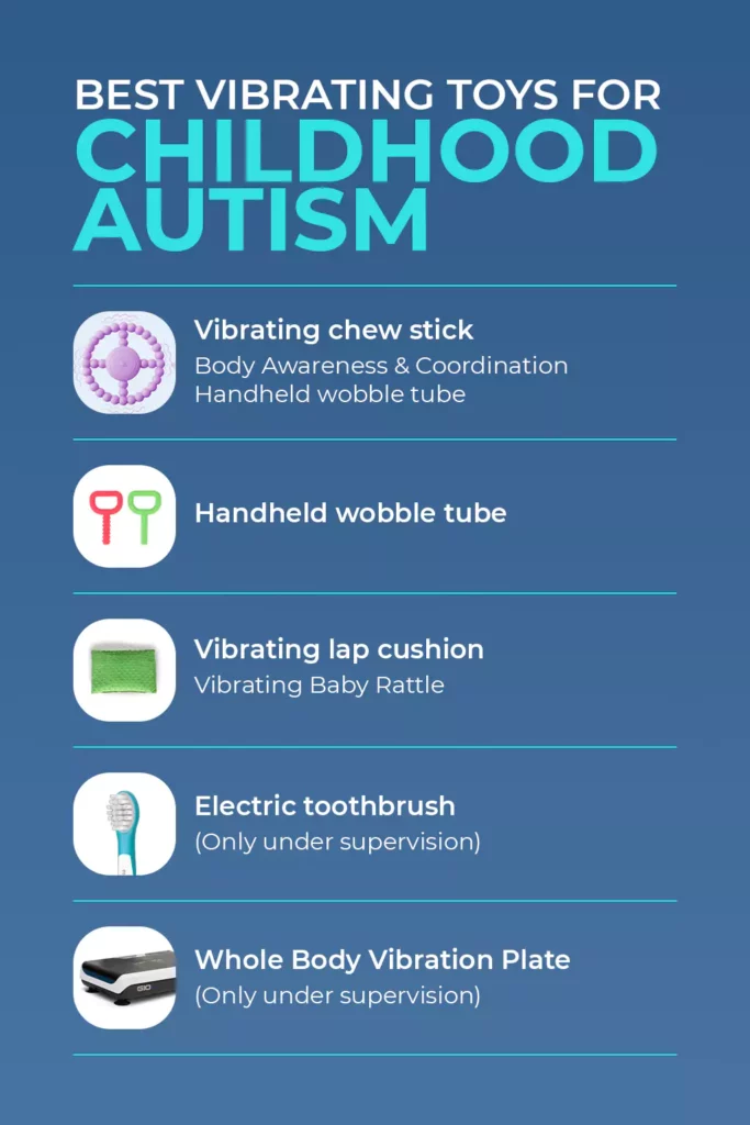 Infographic listing the best vibrating toys for children with autism