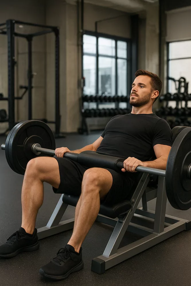 Man using a hip thrust machine