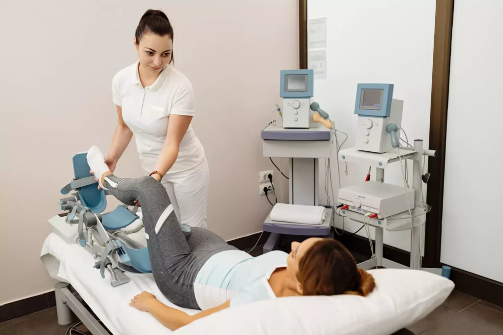 woman getting professional therapy at a healthcare facility