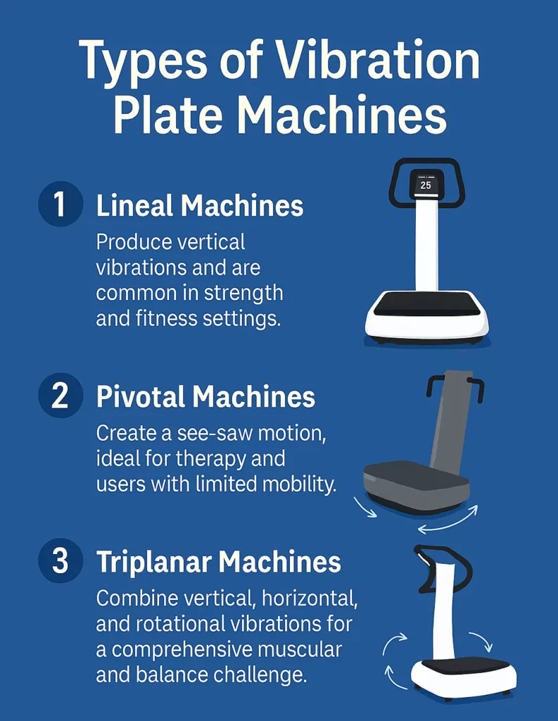 Infographic descripting (Types of Vibration Plate Machines)